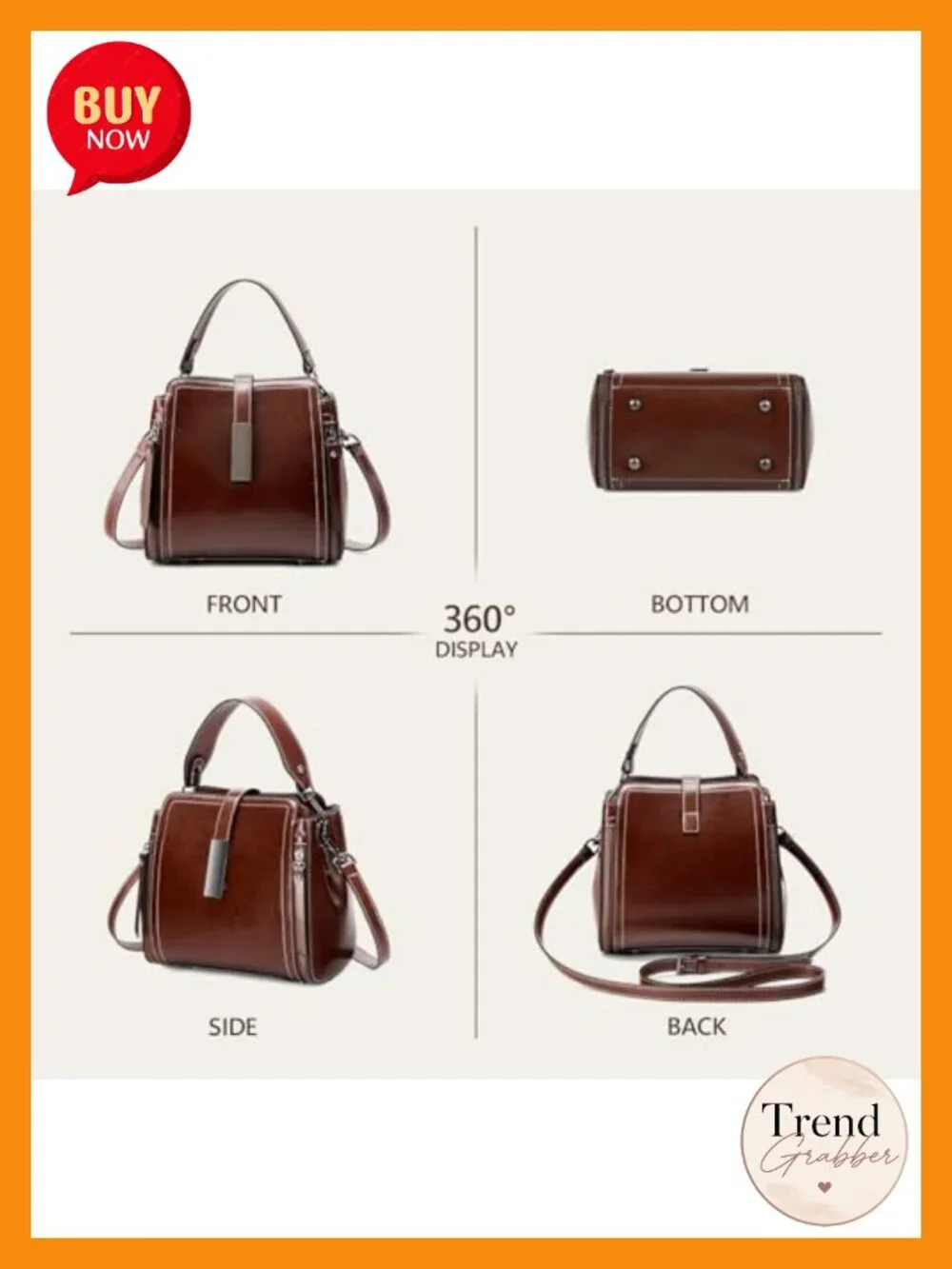 Genuine Leather Crossbody Bag with Adjustable Straps Bucket Bag Shoulder Purse